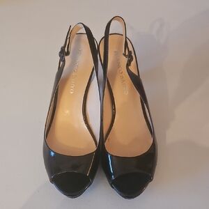 Franco Sarto Glossy Black Slingback Heels